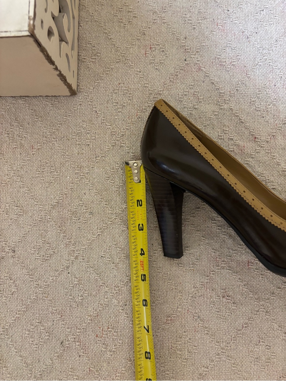 Lauren Ralph Lauren Brown and Tan Mary Jane Heeled Pumps - Picture 9 of 11